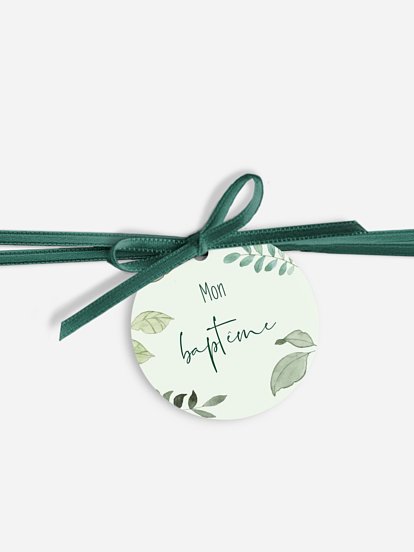 Étiquette avec ruban baptême Amis de la forêt