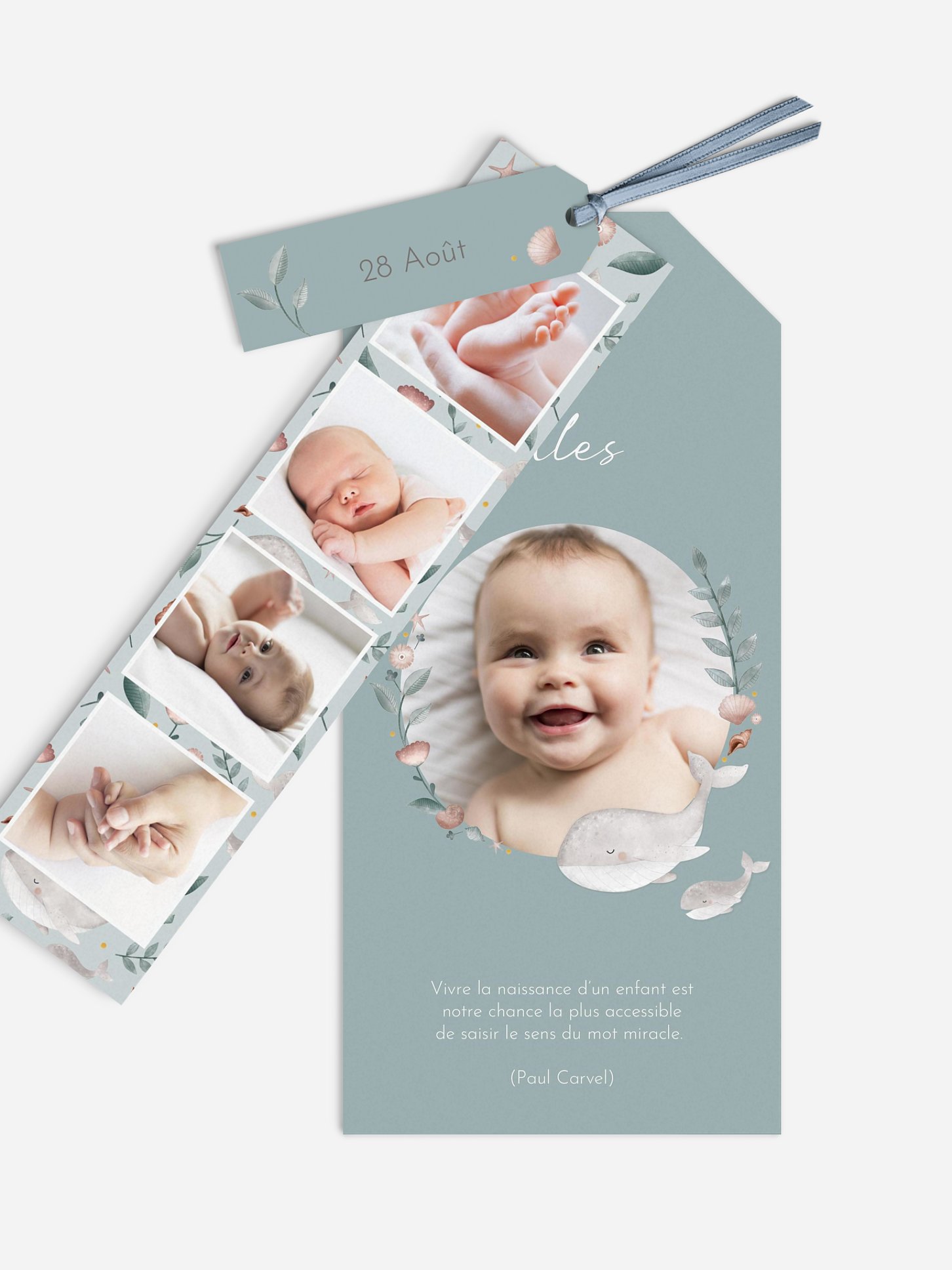 Faire-part naissance Famille de baleines