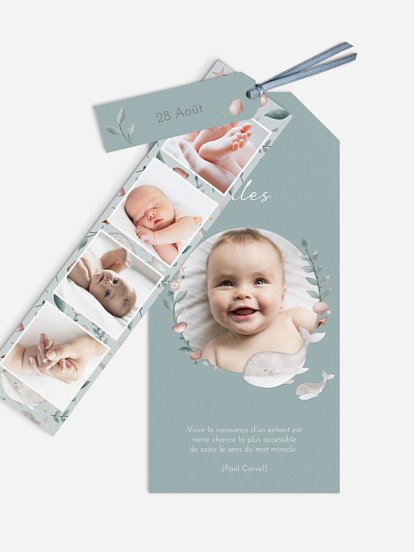 Faire-part naissance Famille de baleines