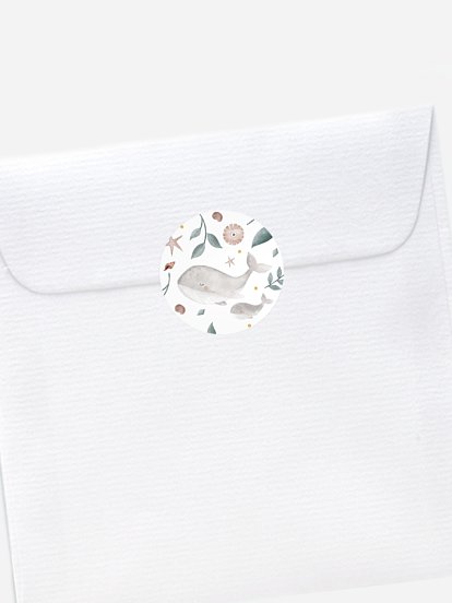 Stickers naissance Famille de baleines