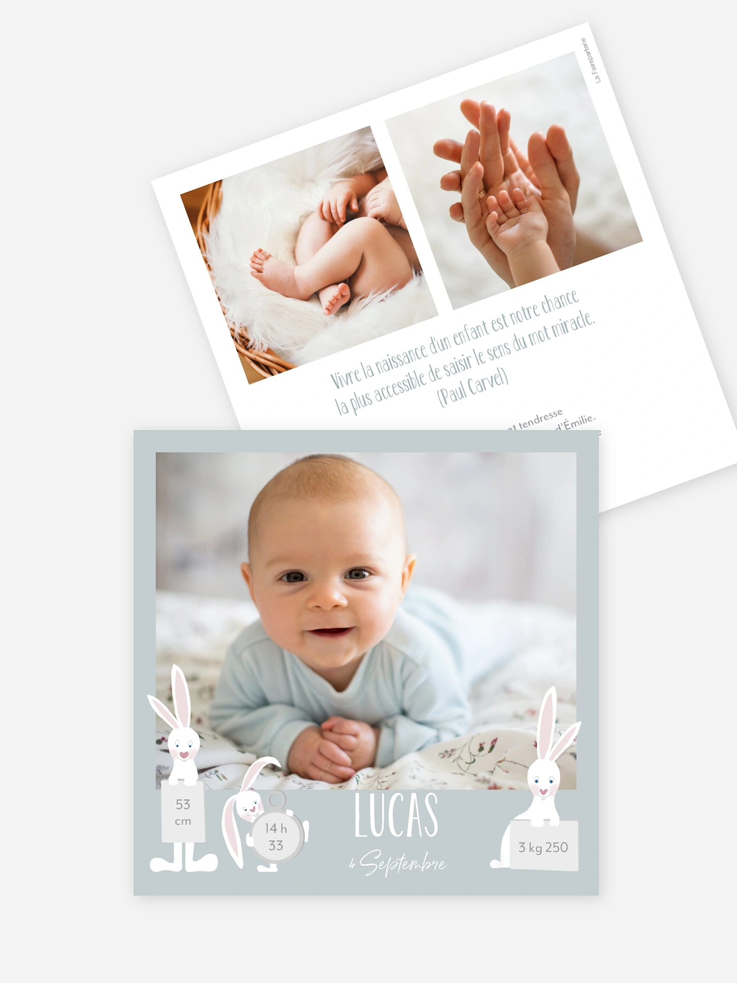 Faire-part naissance Famille de lapins