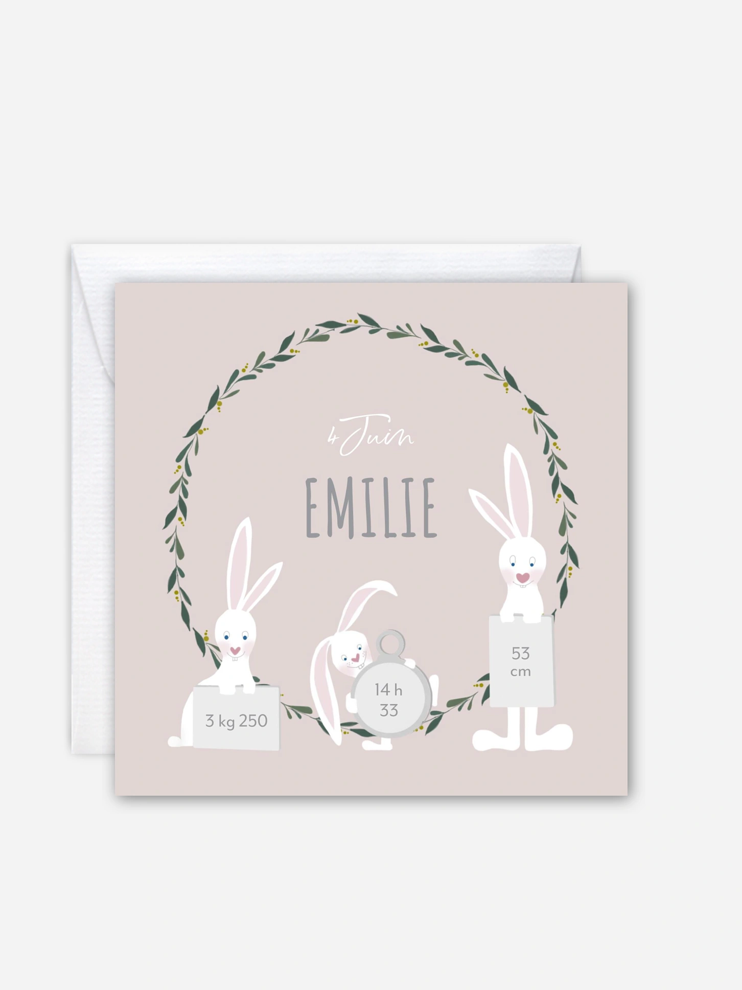 Faire-part naissance Famille de lapins