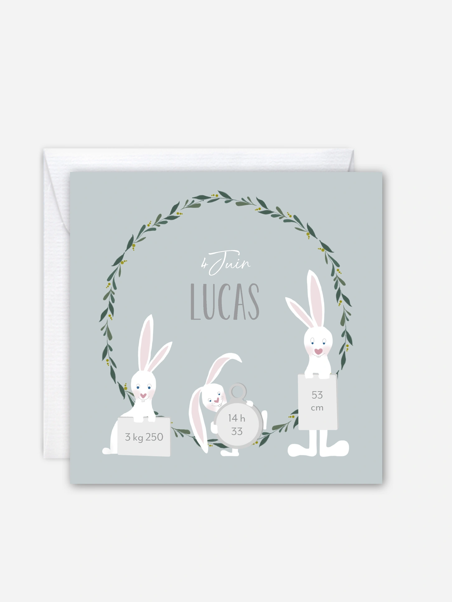 Faire-part naissance Famille de lapins