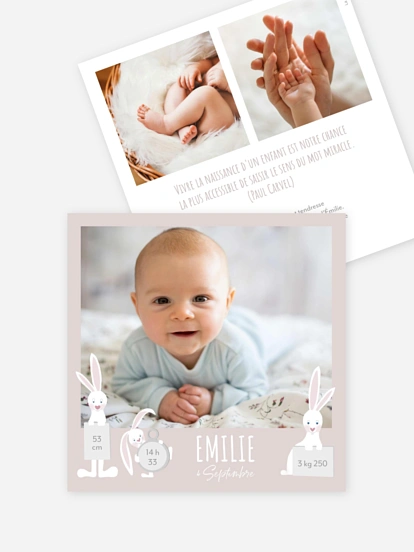 Faire-part naissance Famille de lapins