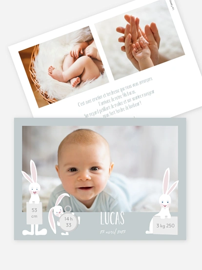Faire-part naissance Famille de lapins