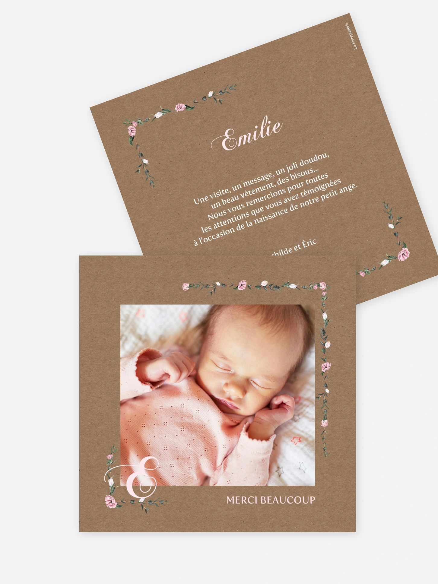 Carte remerciement naissance La Belle au bois dormant