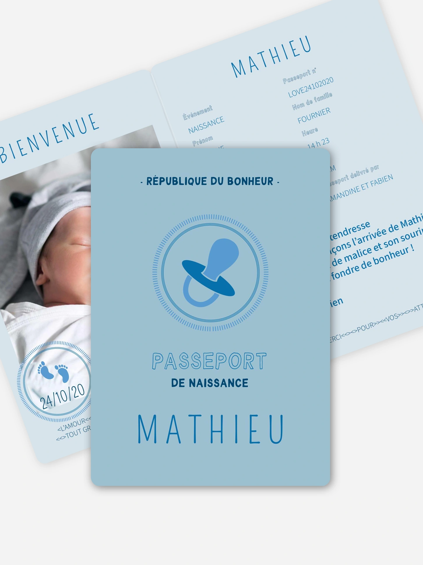 Faire-part naissance Passeport bébé