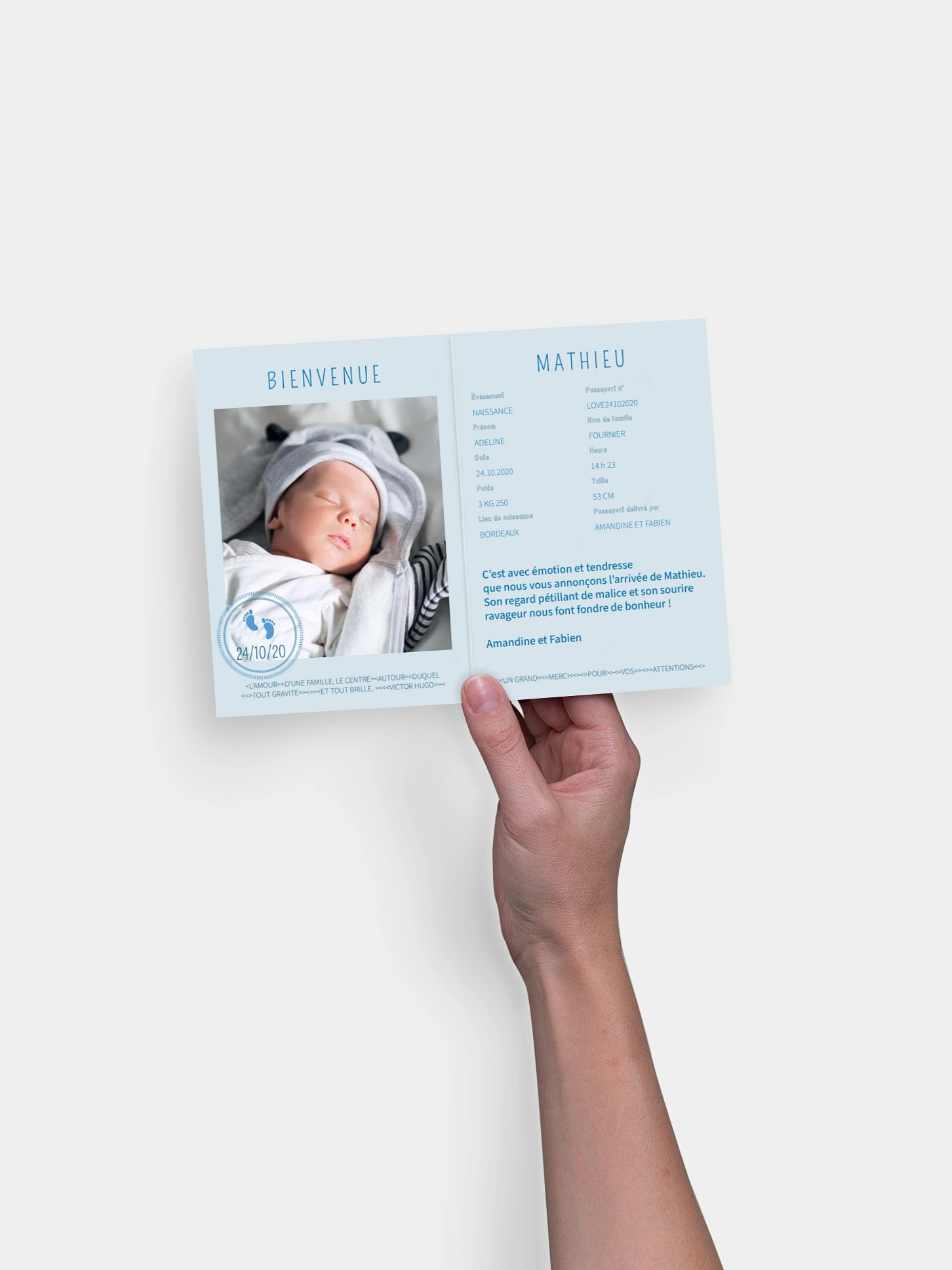Faire-part naissance Passeport bébé