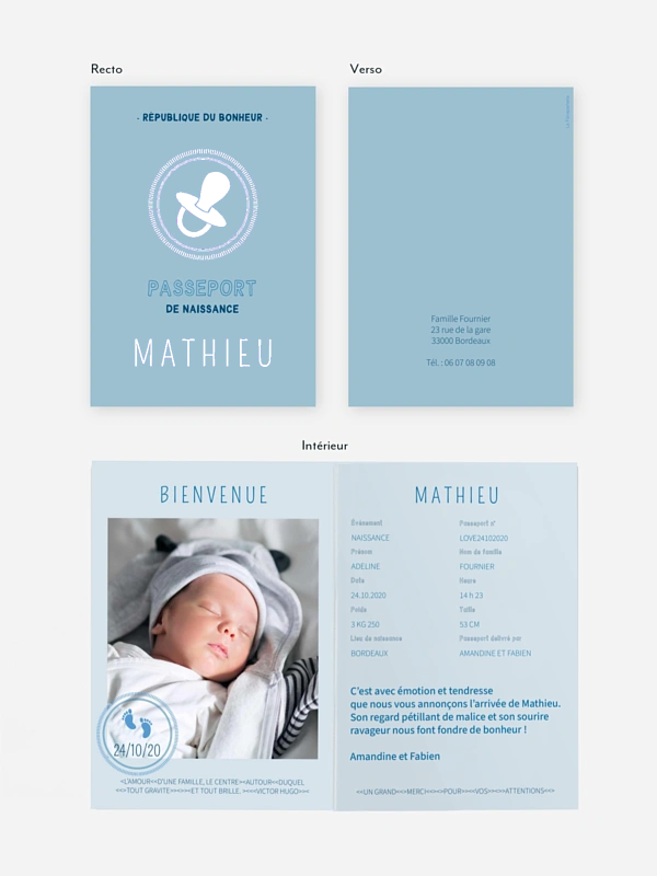 Faire-part naissance Passeport bébé