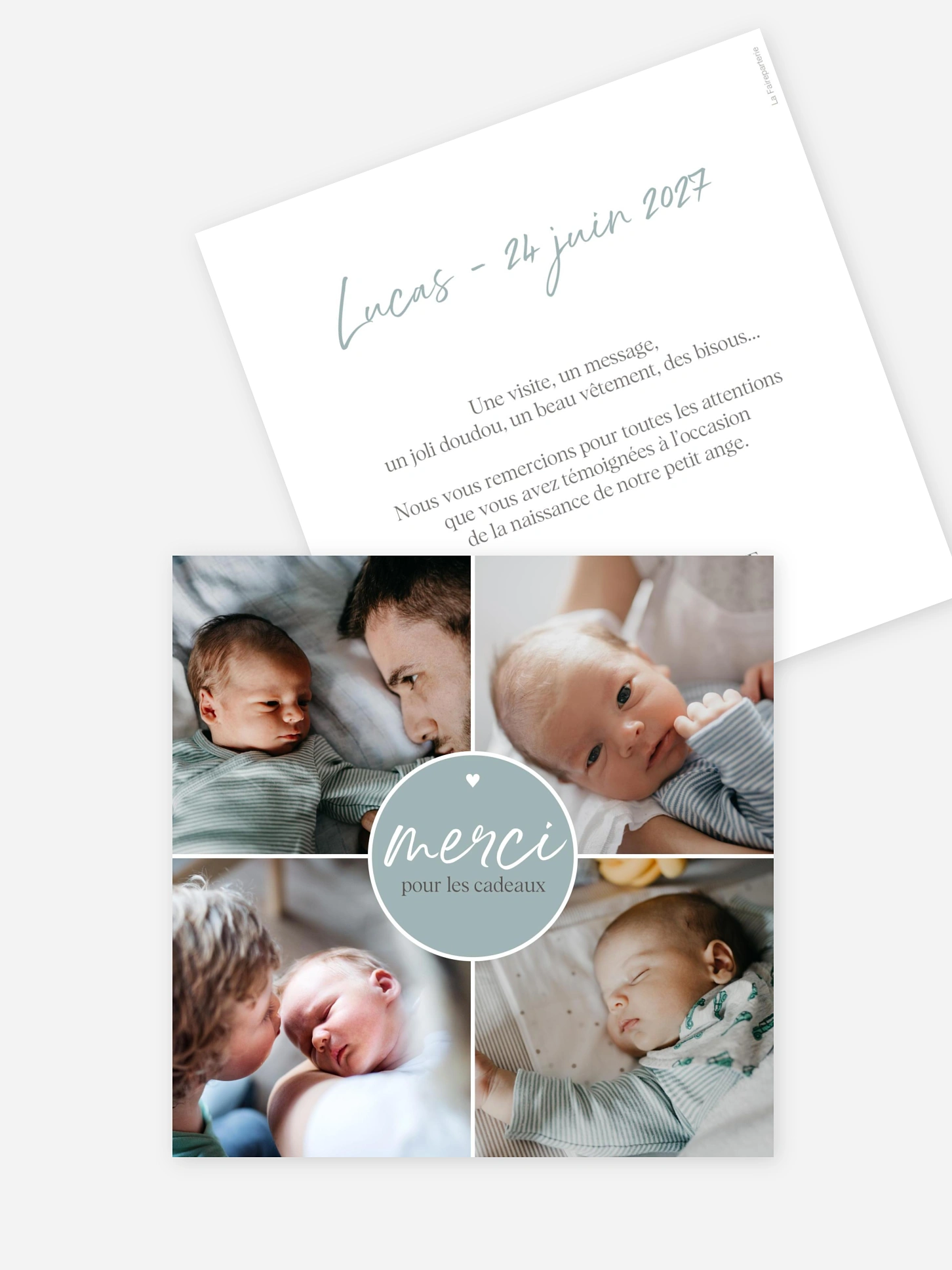 Carte remerciement naissance Tendre merci