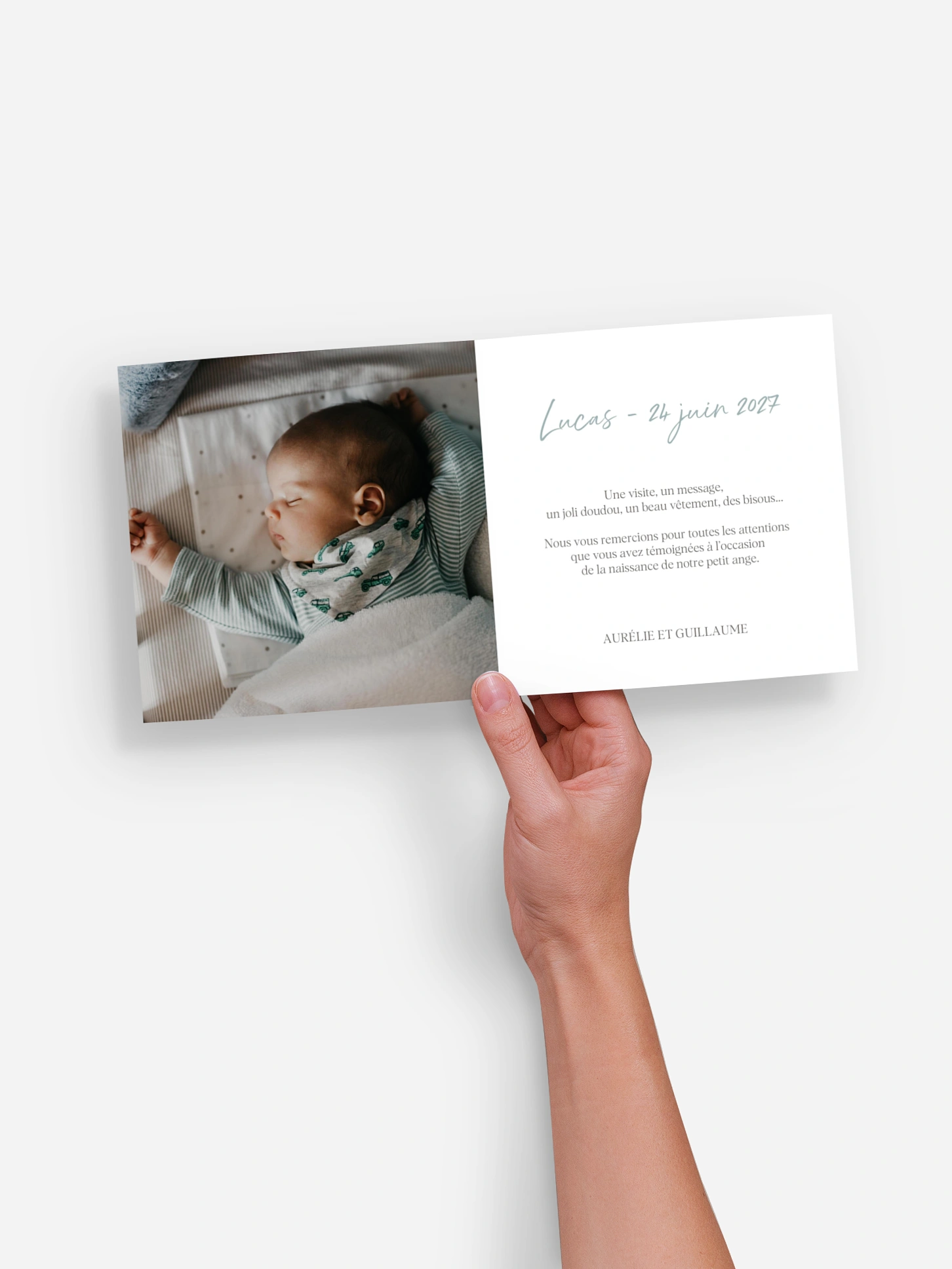 Carte remerciement naissance Tendre merci