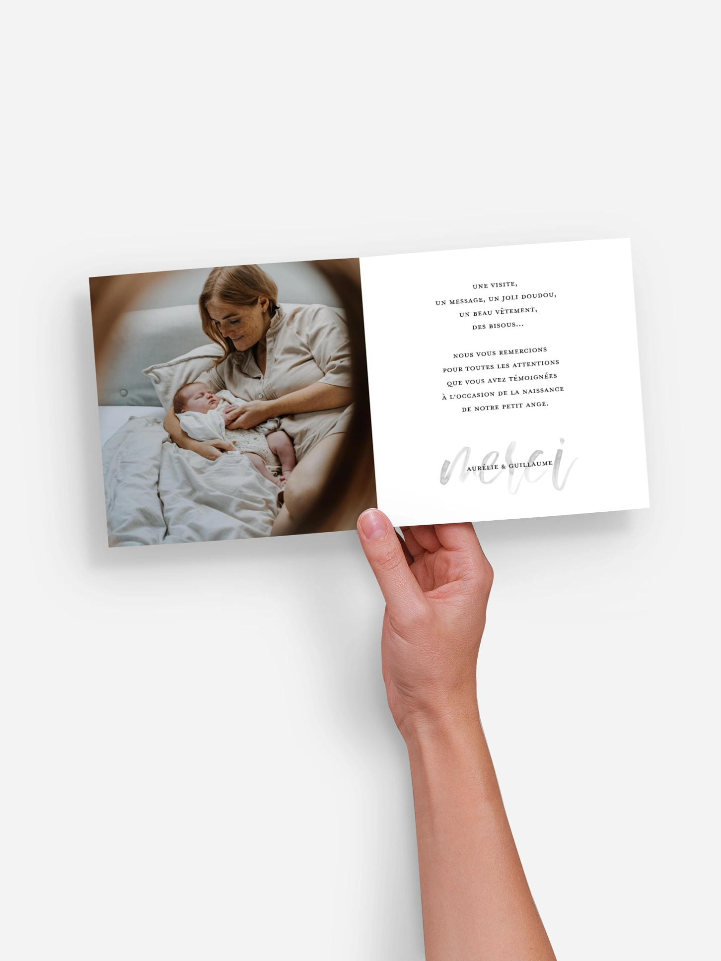 Carte remerciement naissance Doux merci