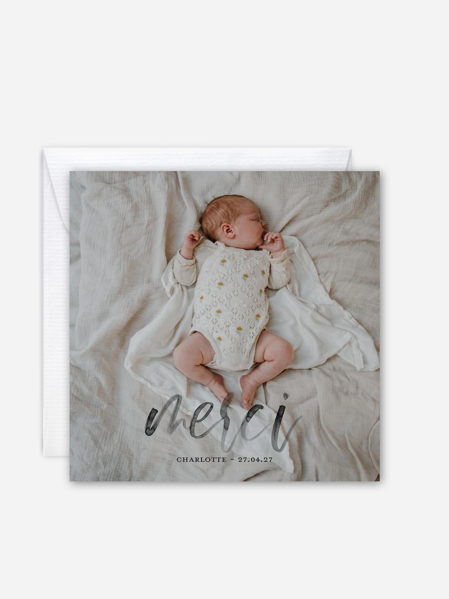 Carte remerciement naissance Doux merci