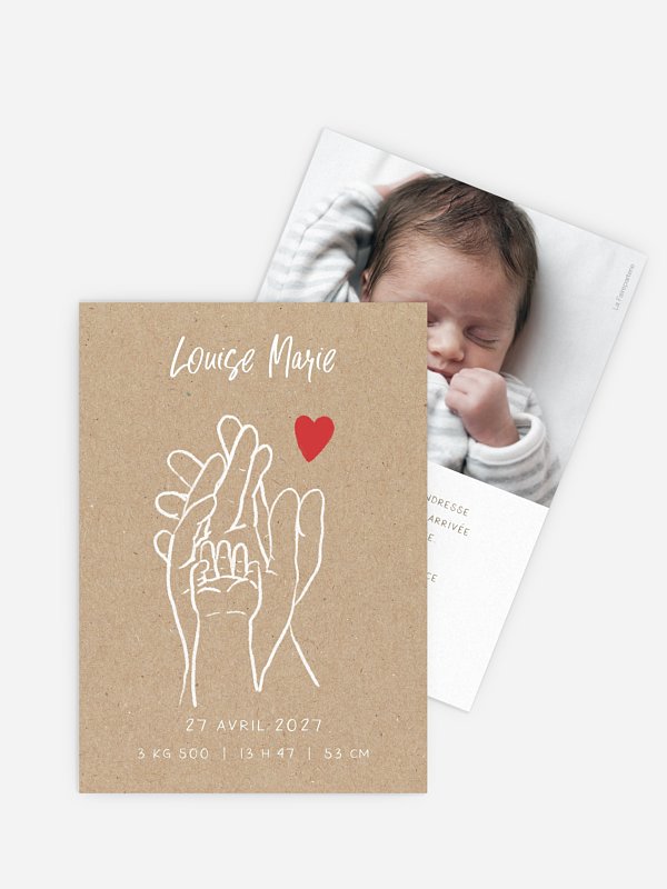 Faire-part naissance Mains enlacées
