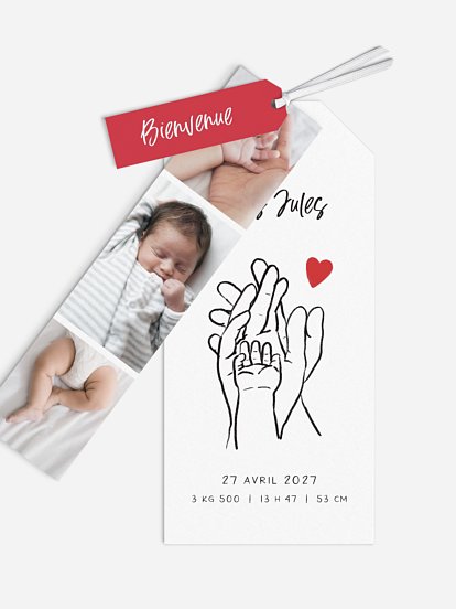 Faire-part naissance Mains enlacées