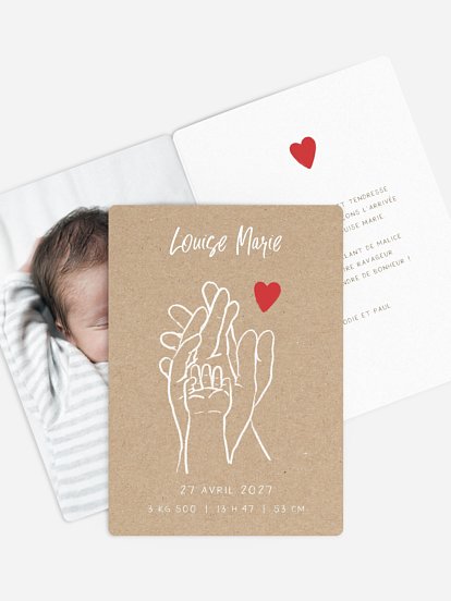 Faire-part naissance Mains enlacées