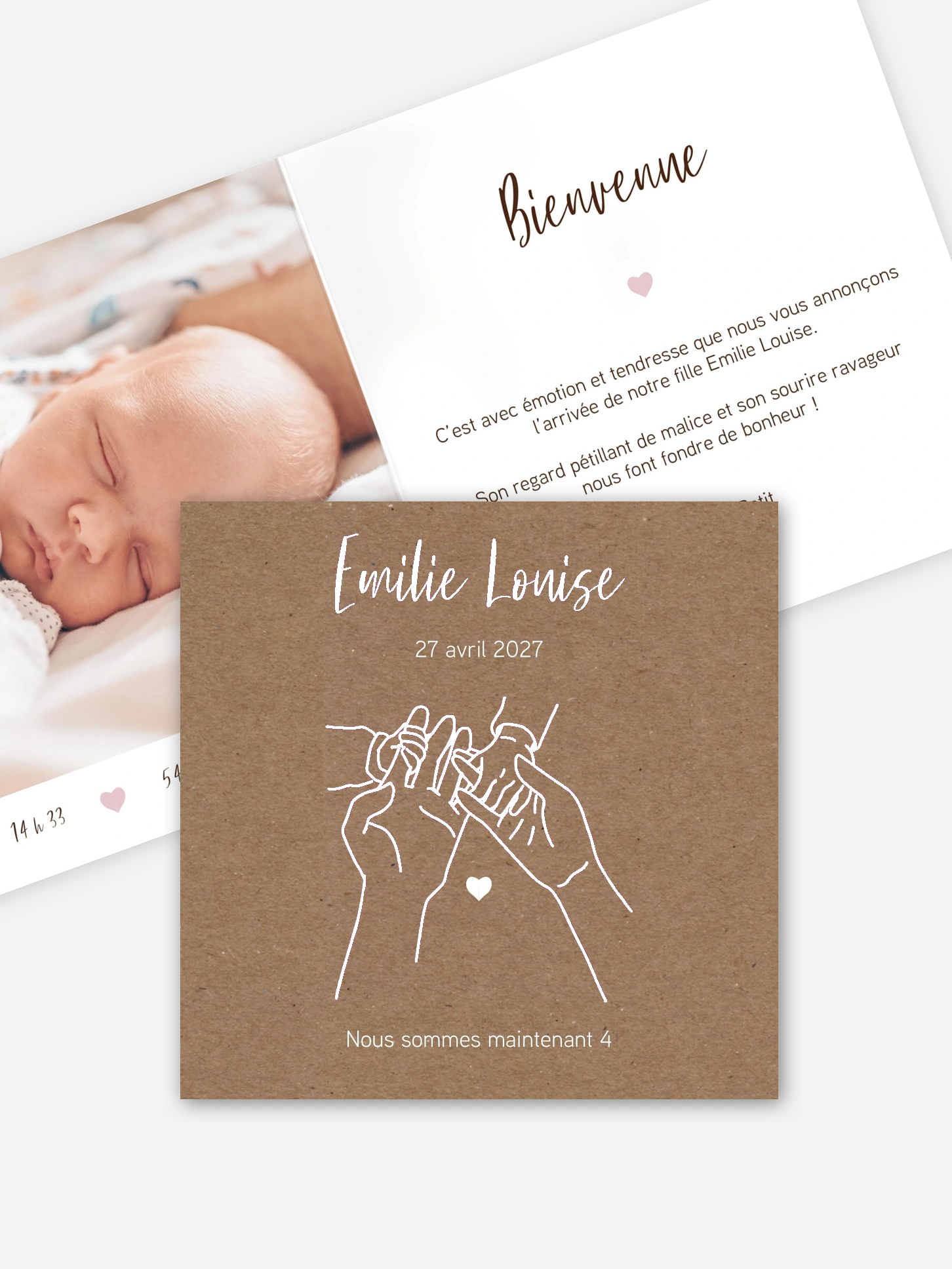 Faire-part naissance Mains de famille