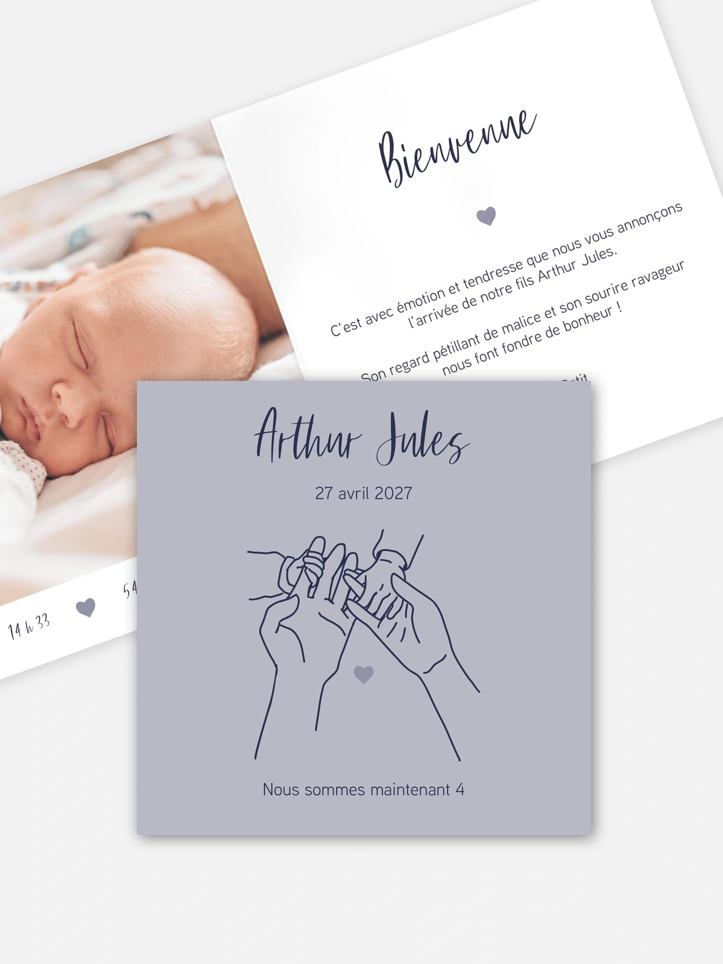 Faire-part naissance Mains de famille