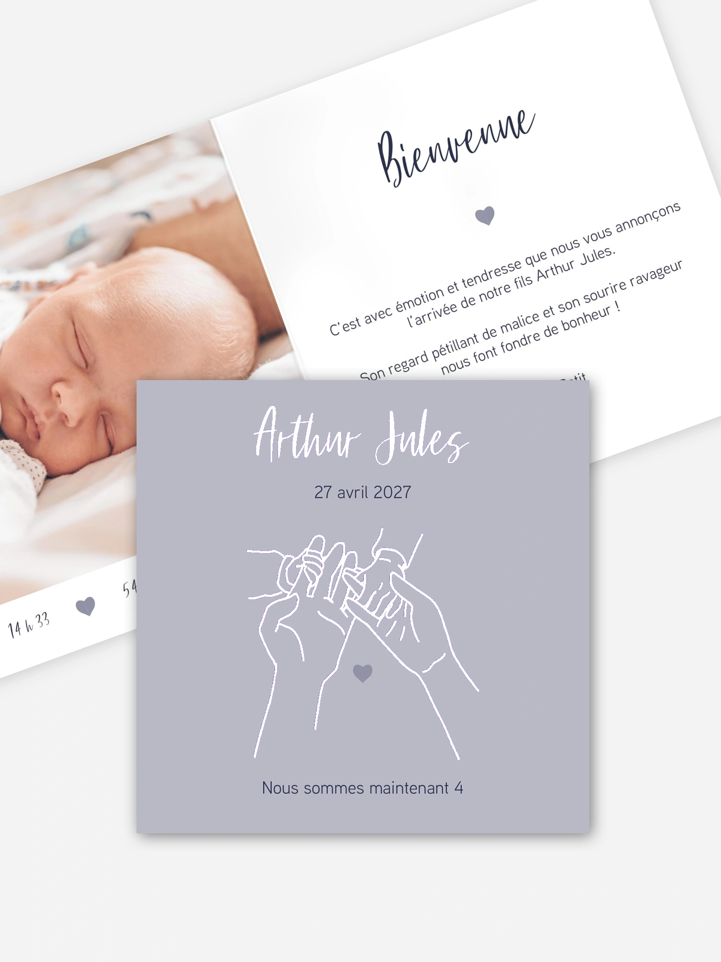 Faire-part naissance Mains de famille