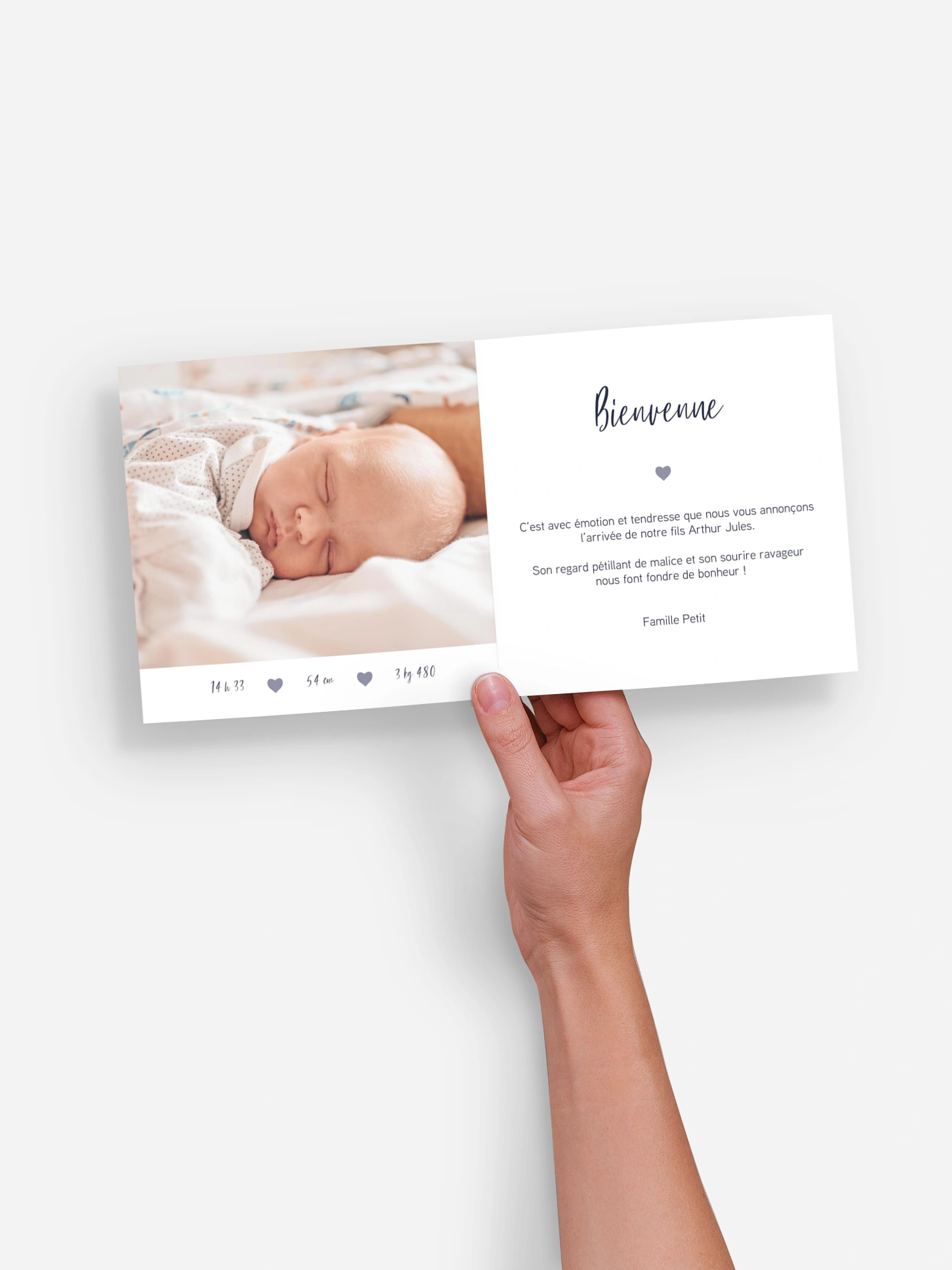 Faire-part naissance Mains de famille