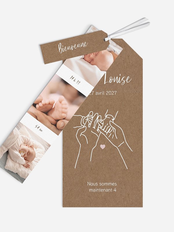 Faire-part naissance Mains de famille