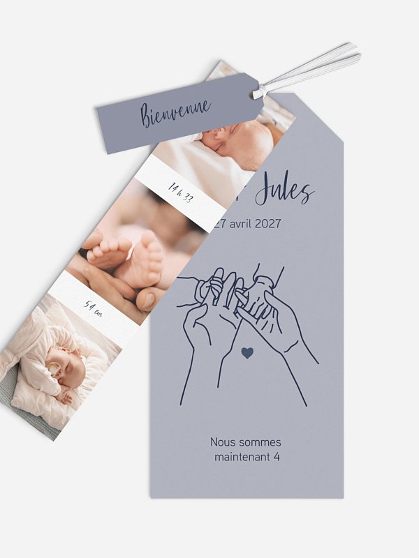 Faire-part naissance Mains de famille