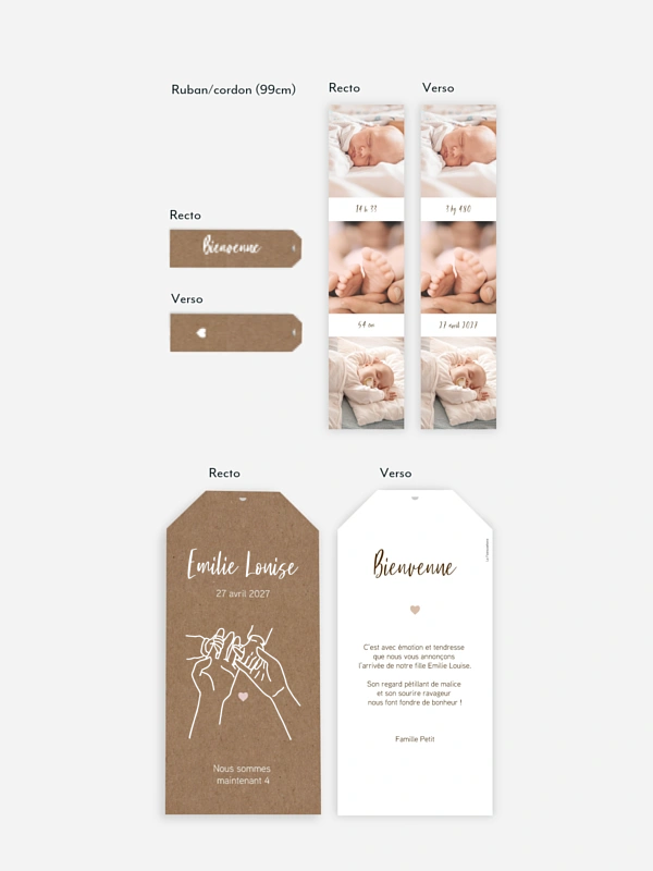 Faire-part naissance Mains de famille