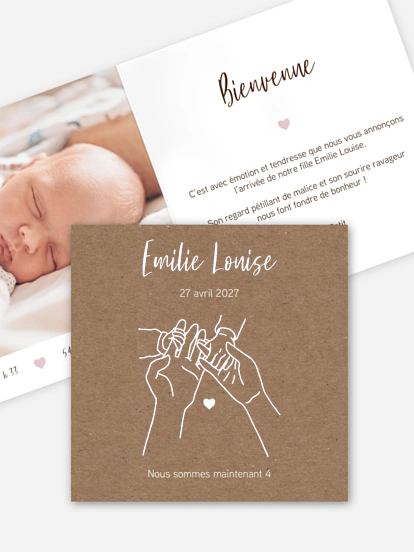Faire-part naissance Mains de famille