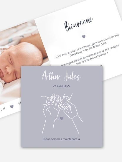Faire-part naissance Mains de famille