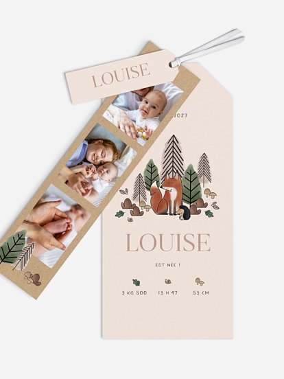 Faire-part naissance Renard en forêt