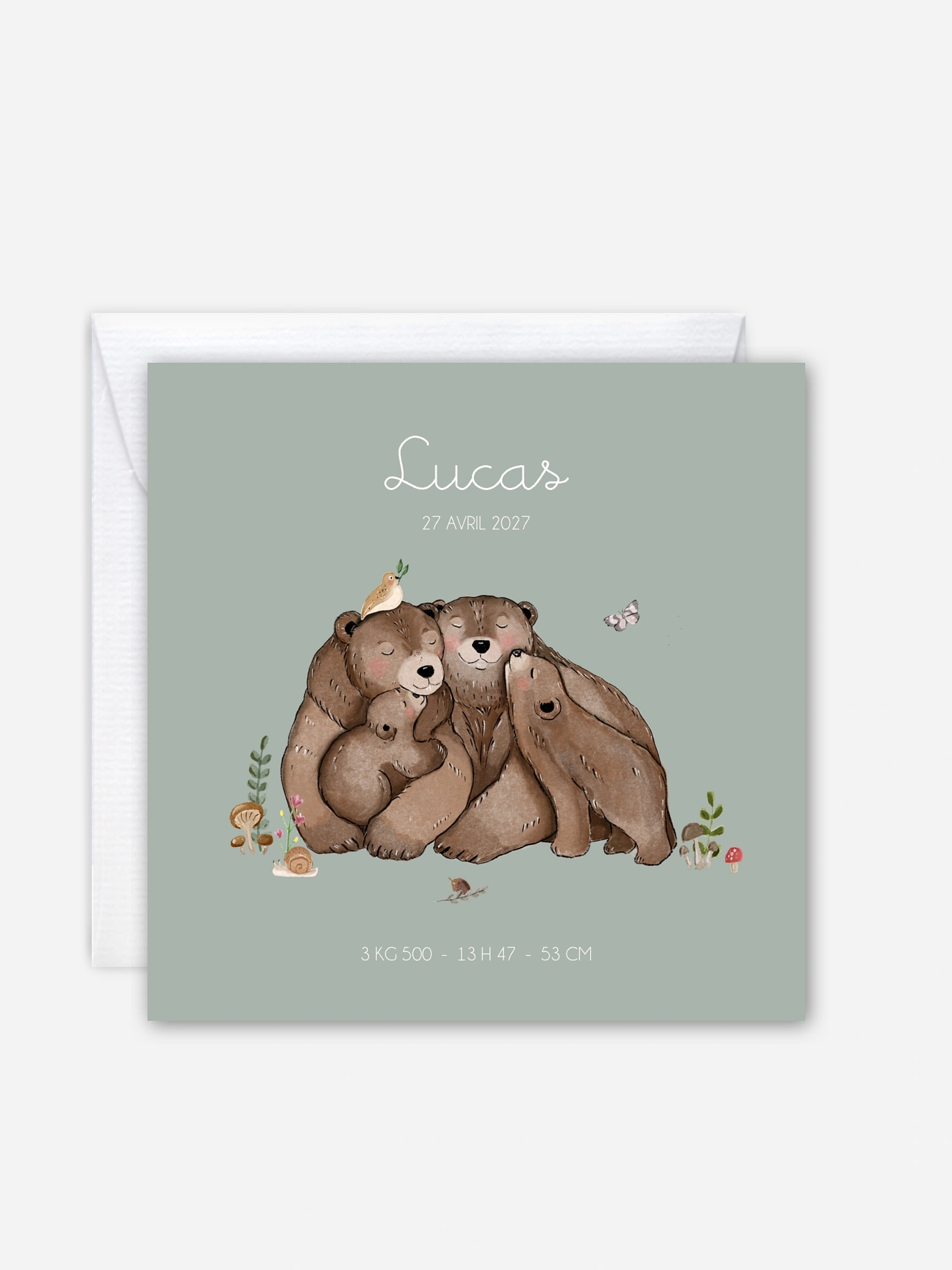 Faire-part naissance Famille ours
