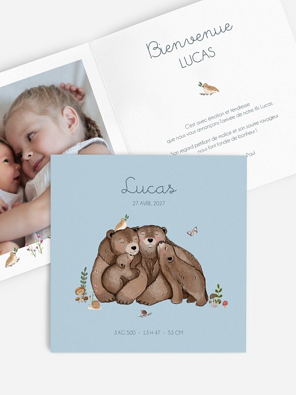 Faire-part naissance Famille ours
