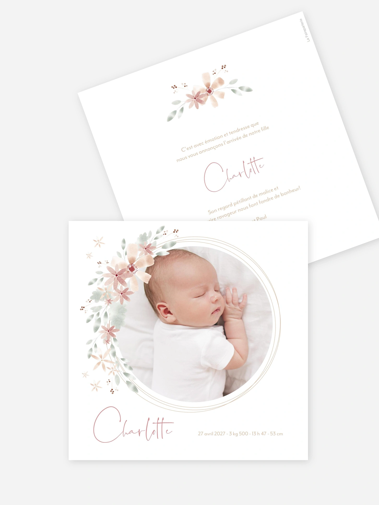 Faire-part naissance Fleurs Roses