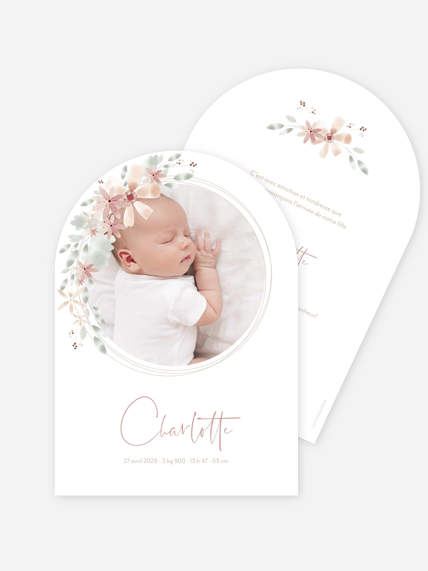 Faire-part naissance Fleurs Roses