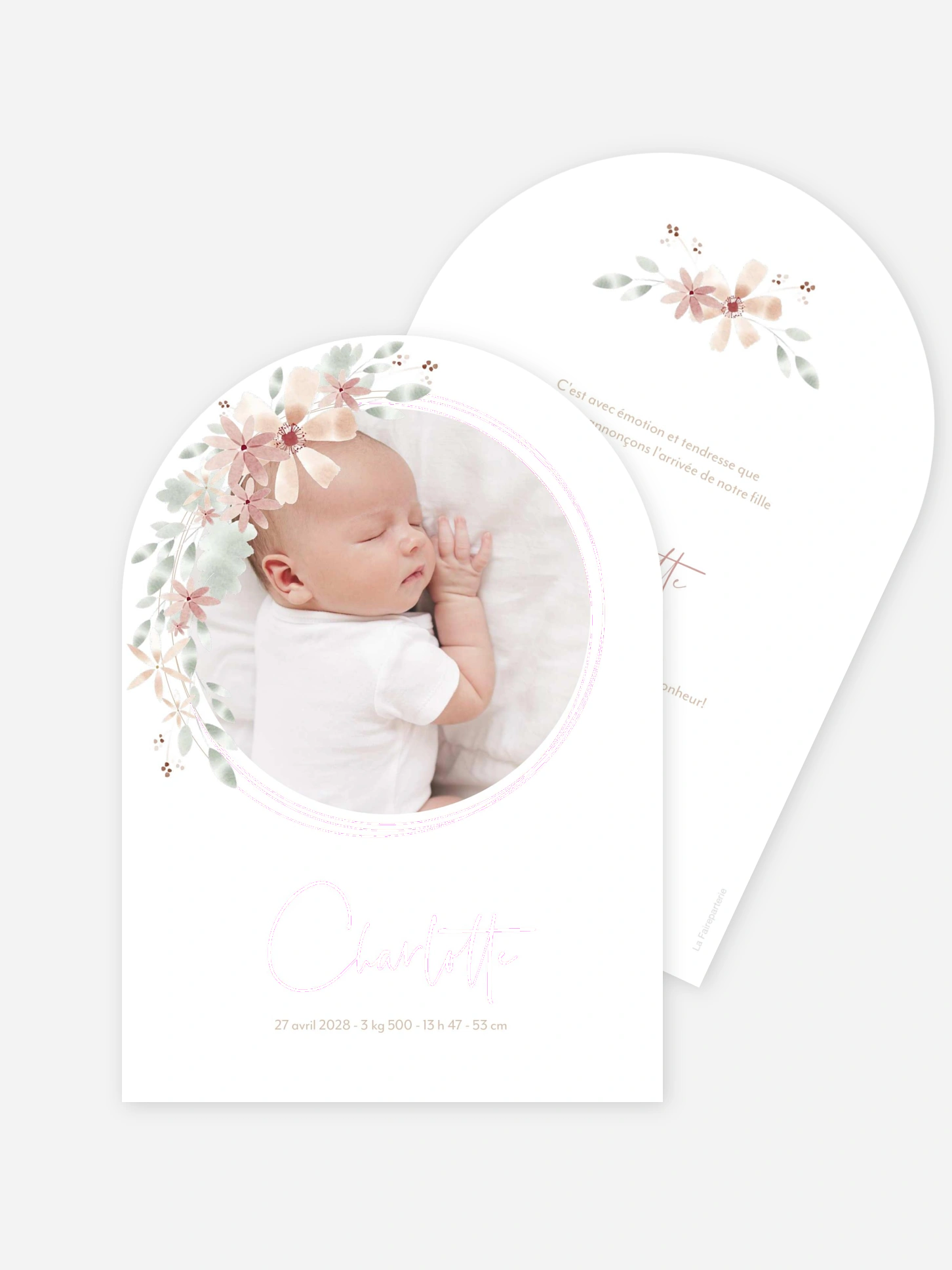 Faire-part naissance Fleurs Roses