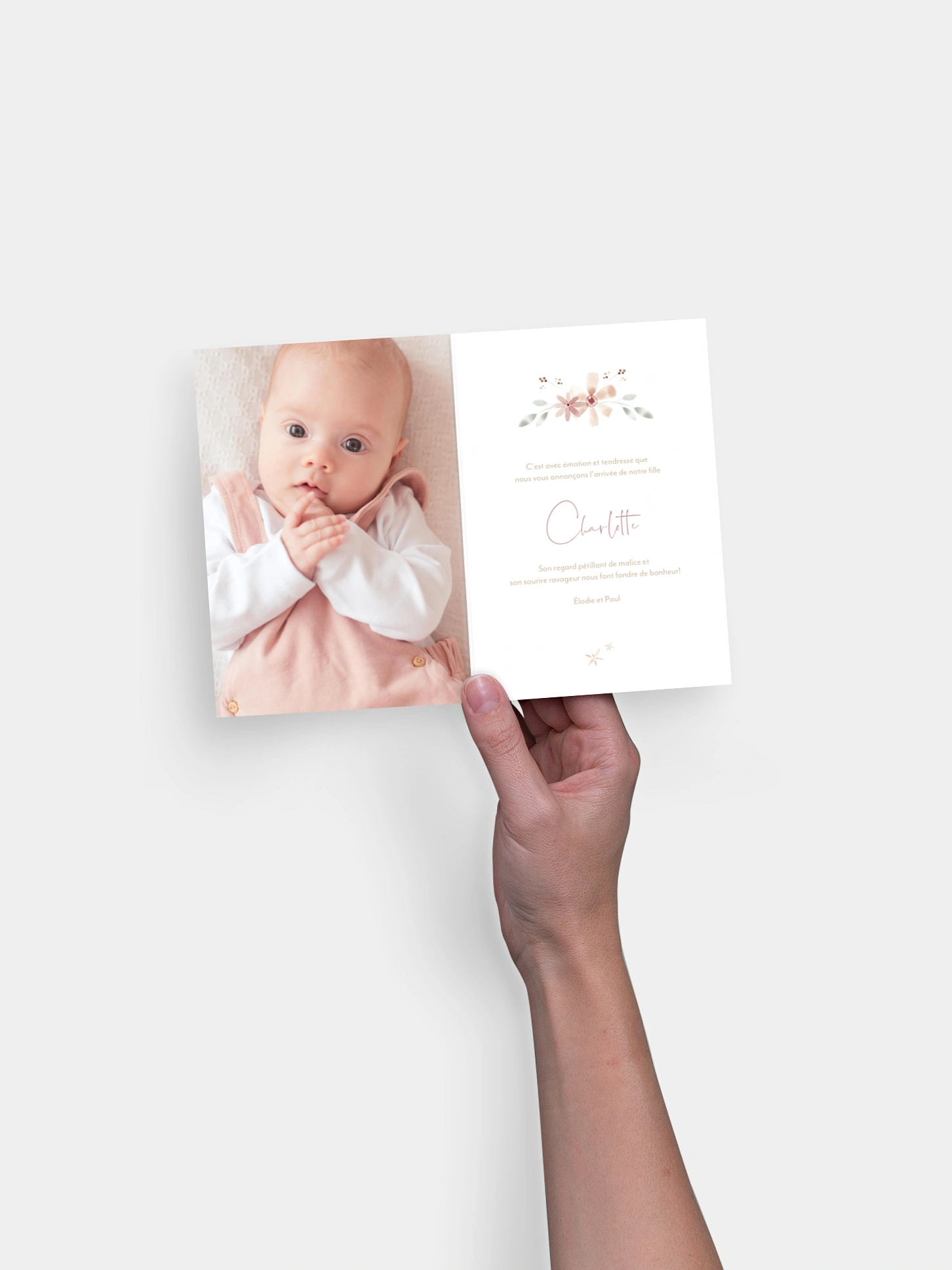 Faire-part naissance Fleurs Roses