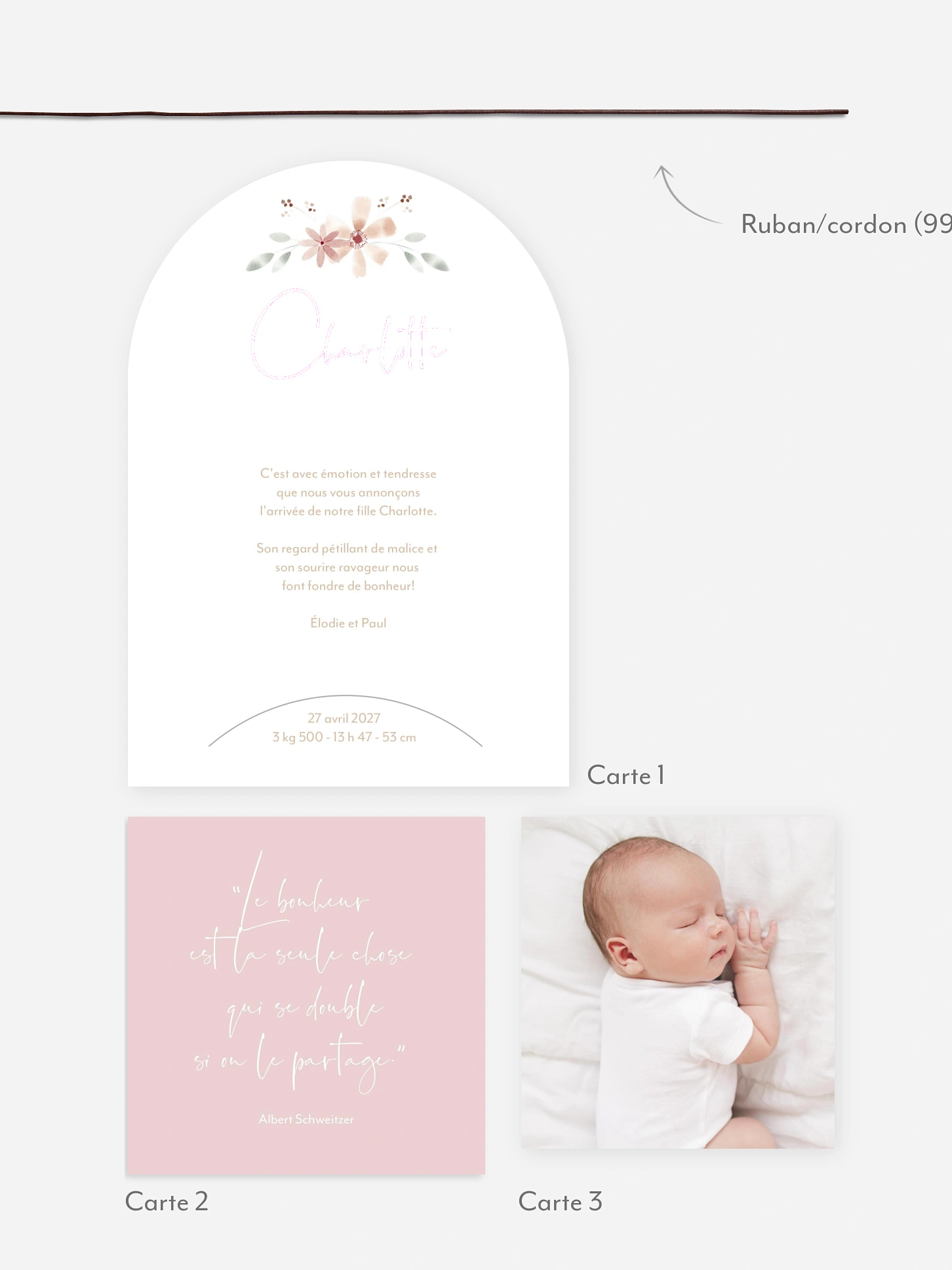 Faire-part naissance Fleurs Roses