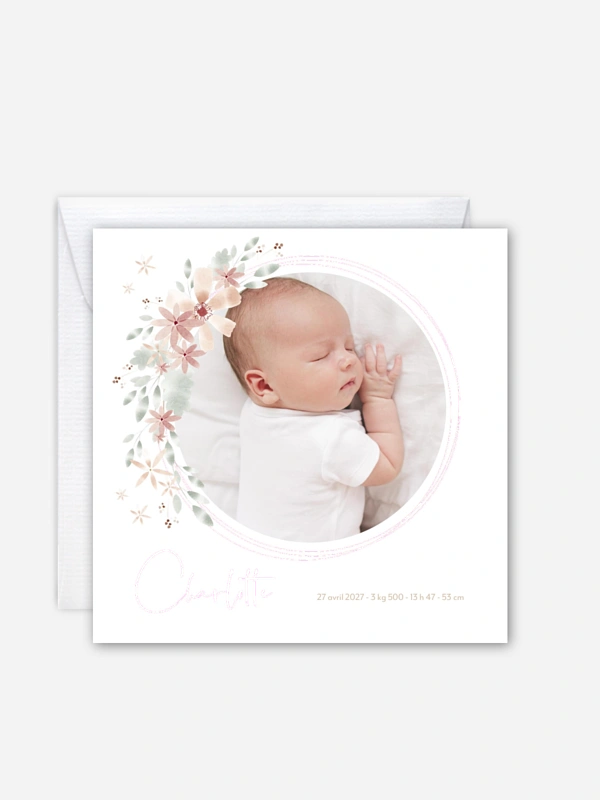 Faire-part naissance Fleurs Roses