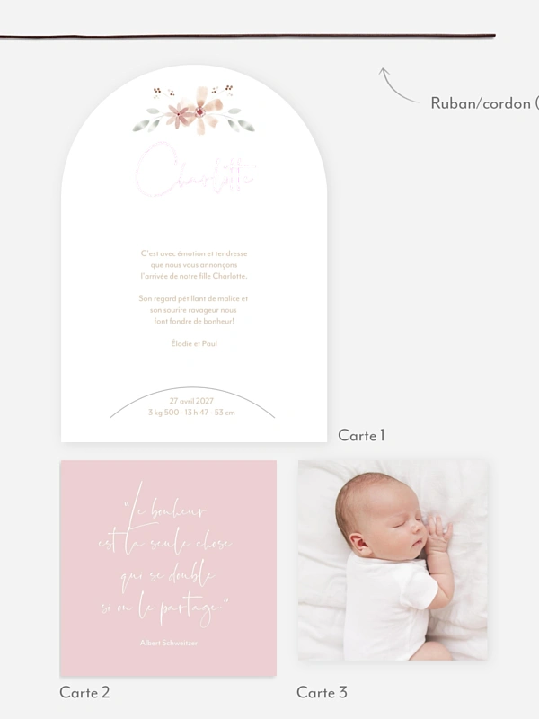 Faire-part naissance Fleurs Roses