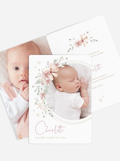 Faire-part naissance Fleurs Roses