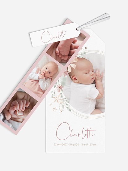 Faire-part naissance Fleurs Roses