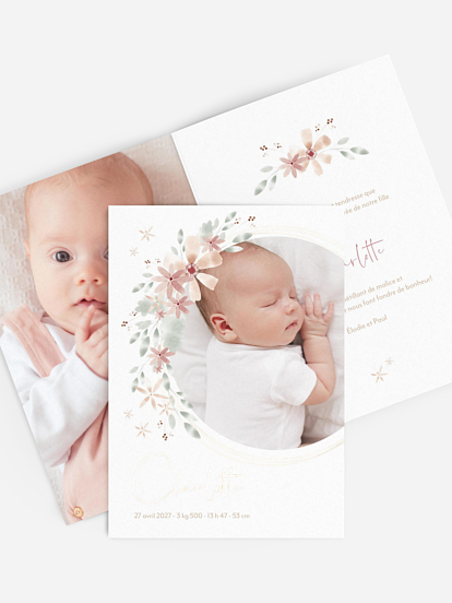 Faire-part naissance Fleurs Roses