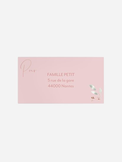 Étiquette destinataire baptême Fleurs Roses