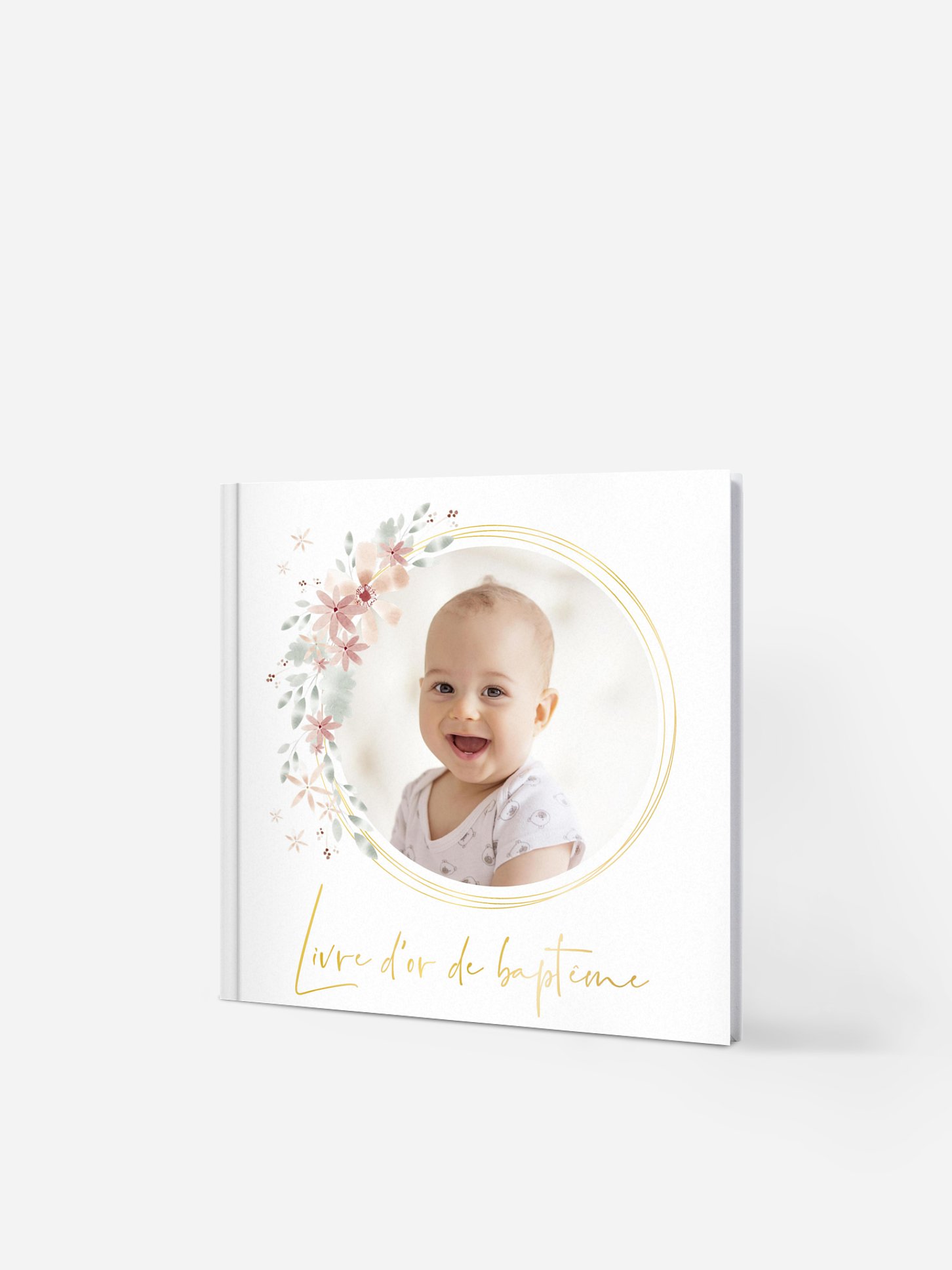 Livre d’or baptême Fleurs Roses