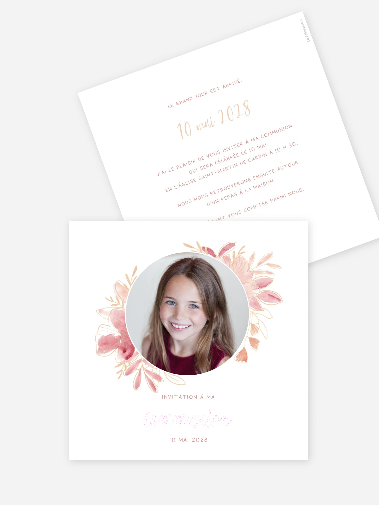 Invitation communion Couronne printanière
