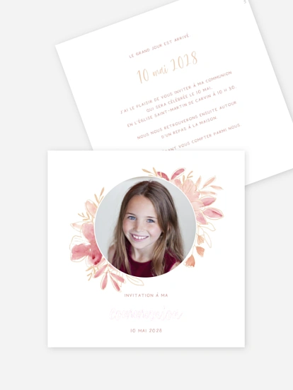 Invitation communion Couronne printanière