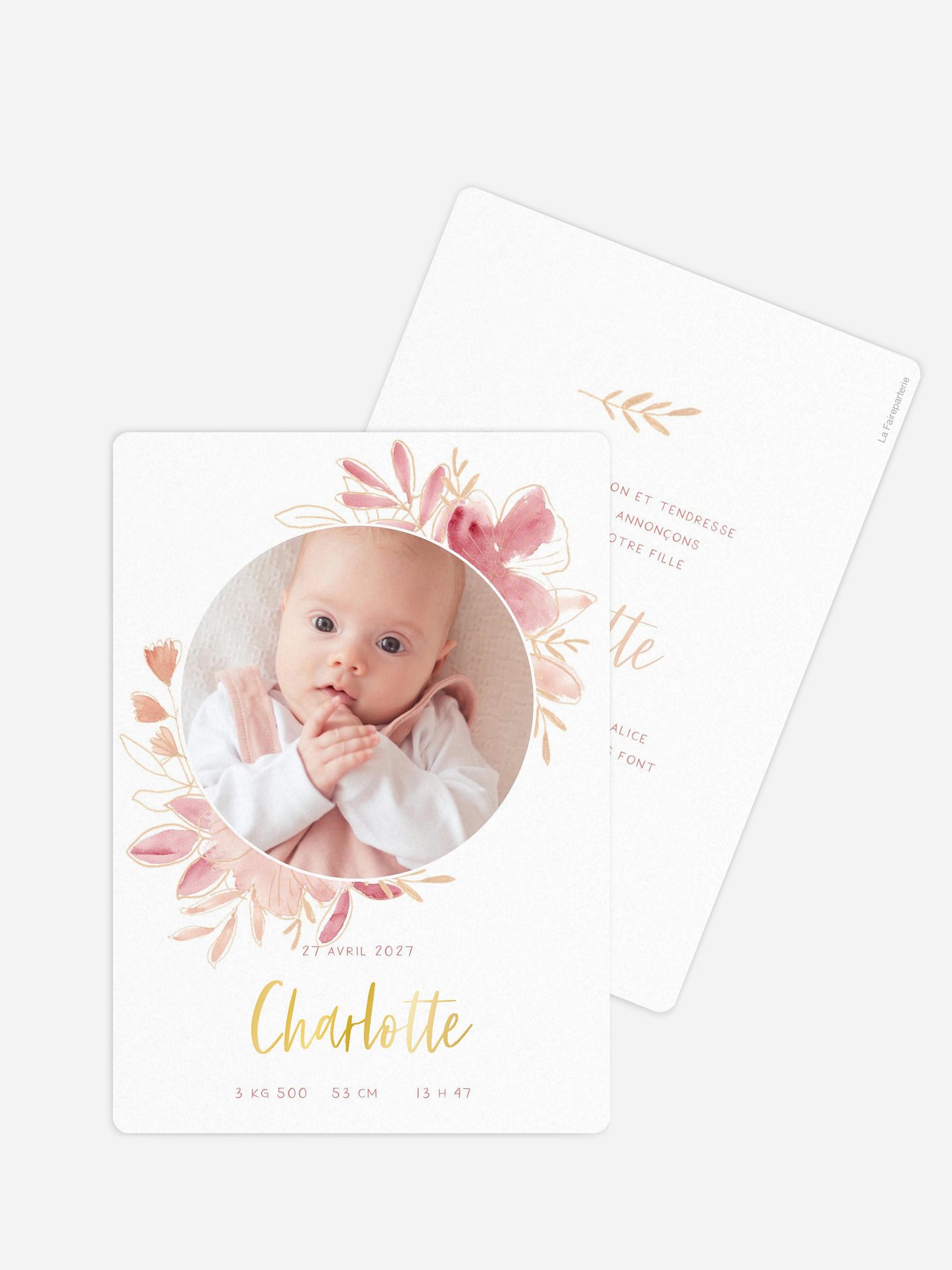 Faire-part naissance Couronne printanière