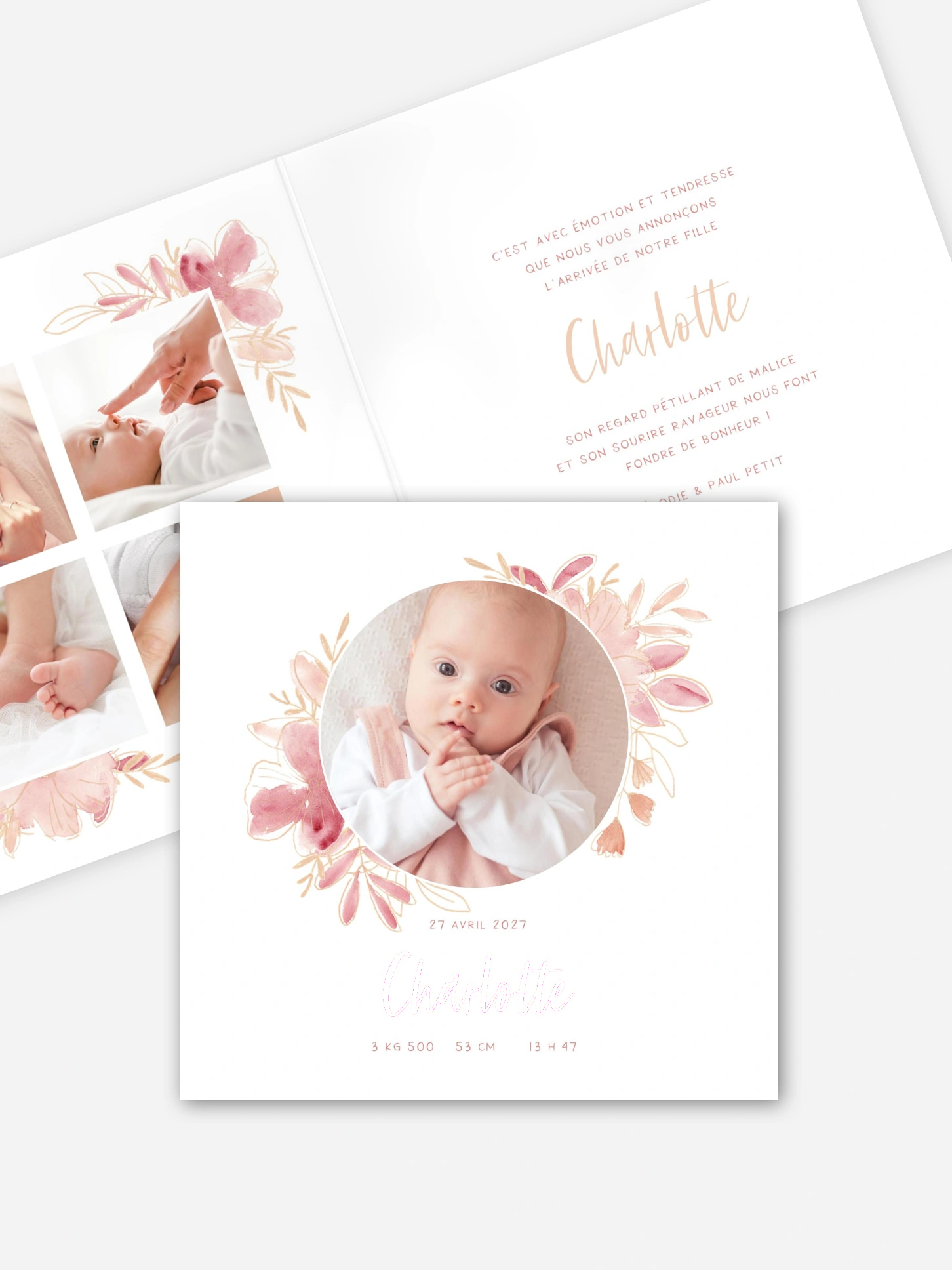 Faire-part naissance Couronne printanière