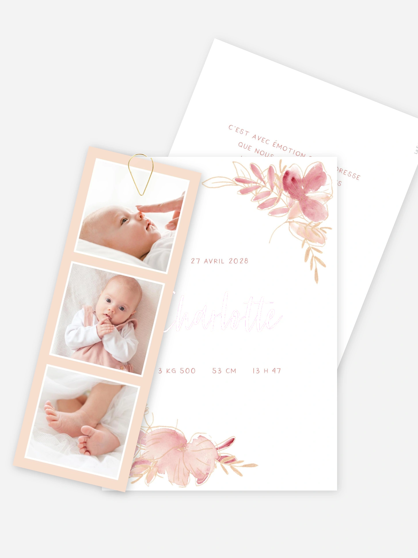 Faire-part naissance Couronne printanière