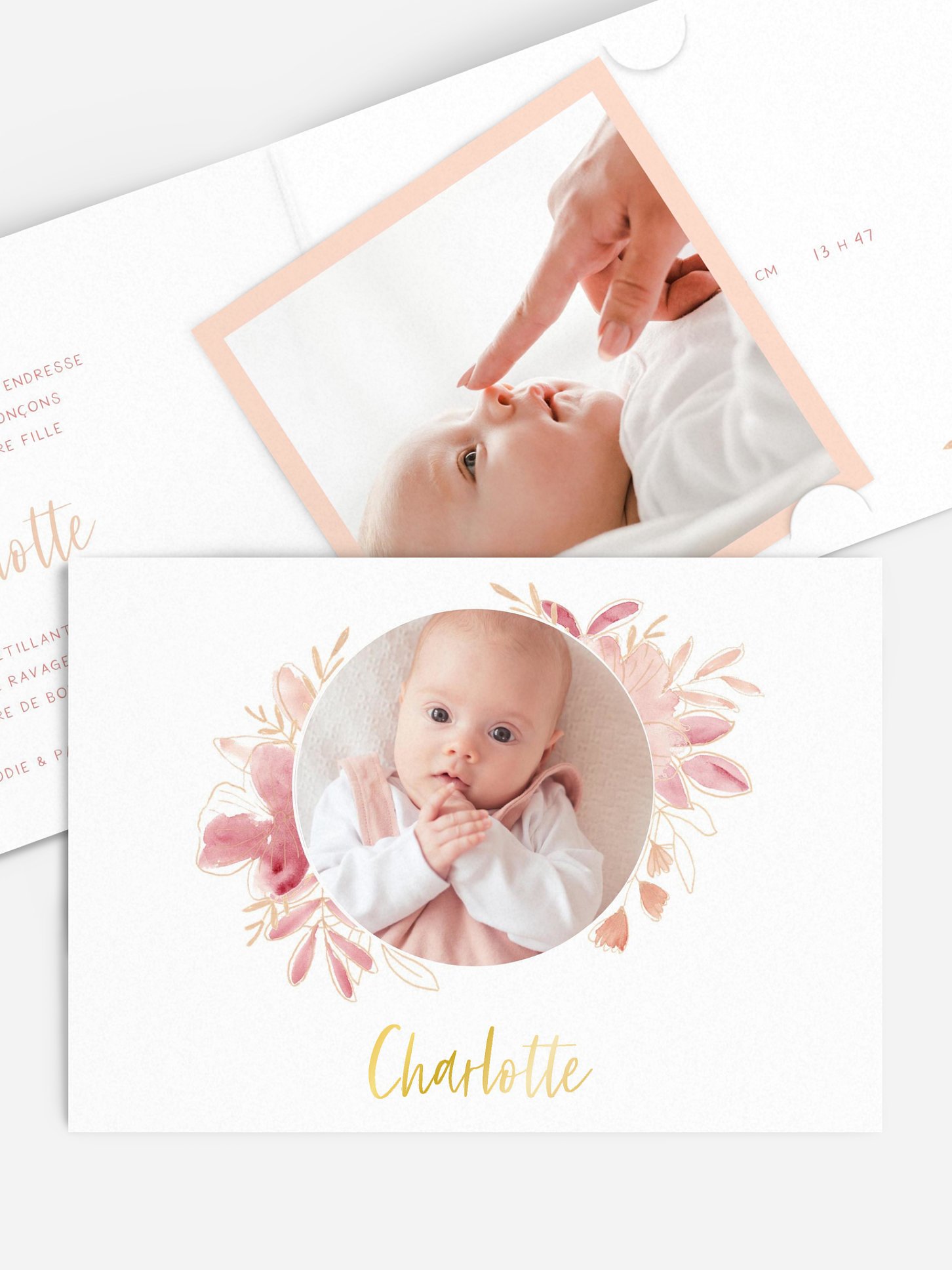 Faire-part naissance Couronne printanière